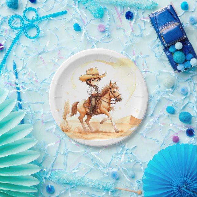 Cowboy-Style Rustic Boy Baby Shower Paper Plates (Party)