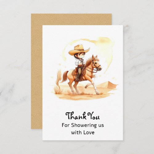 Cowboy_Style Rustic Boy Baby Shower Thank You Card