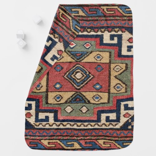 Cowboy Sumakh  19th Century Colorful Red White Baby Blanket