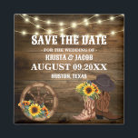 Cowboy Sunflower Western Wedding Save The Date Magnet<br><div class="desc">Ensure your guests mark their calendars with our Cowboy Sunflower Western Wedding Save The Date Magnet. Perfect for setting a rustic and heartfelt tone, this magnet features iconic cowboy and bright sunflower designs that symbolize adventure and vibrancy. Ideal for a country-style wedding, these magnets serve as a beautiful and practical...</div>