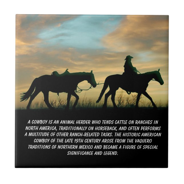 COWBOY SUNRISE CERAMIC TILE (Front)