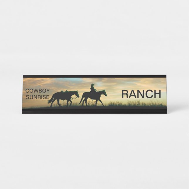 COWBOY SUNRISE DESK NAME PLATE (Front)