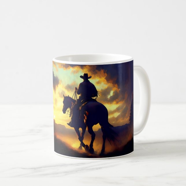 Cowboy Sunset Retirement Coffee Mug (Front Right)