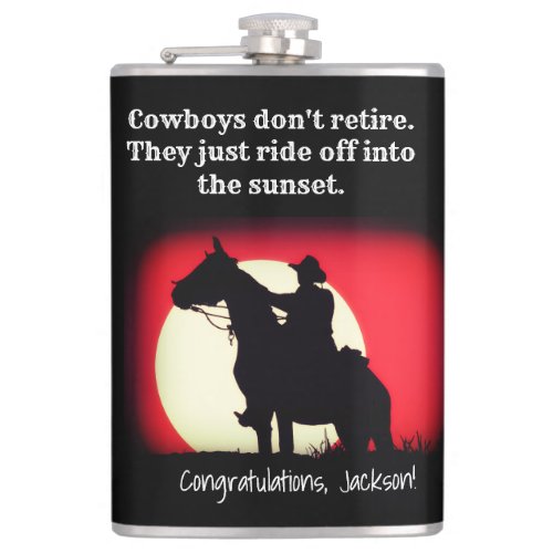 Cowboy Sunset Retirement  Flask