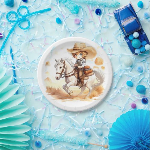 Cowboy Tales Rustic Wild West Baby Shower Paper Plates