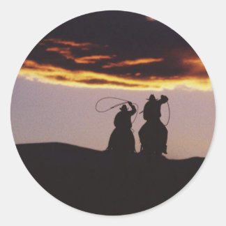 Cowboy Team with Lassoes Classic Round Sticker