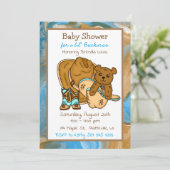Cowboy Teddy Bear Boy’s Baby Shower Invitation (Standing Front)