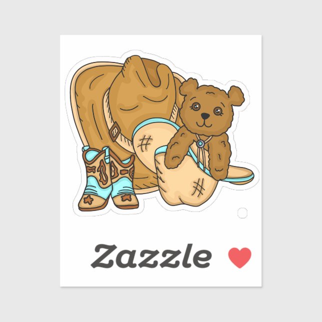 Cowboy Teddy Bear Boy’s Teddy Bear Baby Shower   Sticker (Sheet)