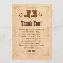 Cowboy Thank You Card Western Old Style Vintage