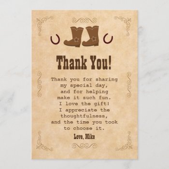 Cowboy Thank You Card Western Old Style Vintage by pinkthecatdesign at Zazzle