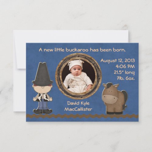 Cowboy Theme Baby Boy Birth Announcement