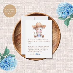 Cowboy Theme Baby Shower Thank You Cards