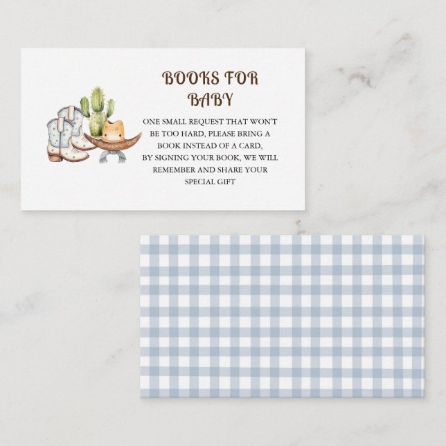 Cowboy Themed Baby Shower Book Request Enclosure Card (Front/Back)
