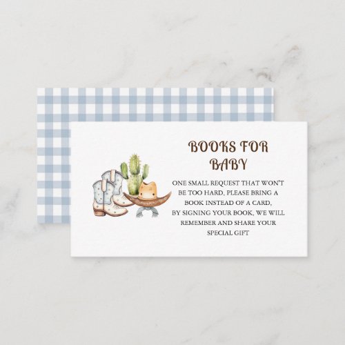 Cowboy Themed Baby Shower Book Request Enclosure Card