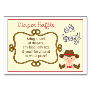 Cowboy Themed Baby Shower Diaper Raffle Card