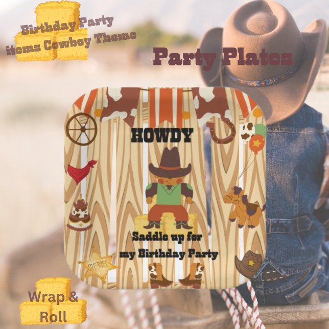Cowboy Themed Birthday  Paper Plates (Creator Uploaded)