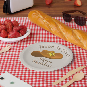 Cowboy themed birthday paper plates
