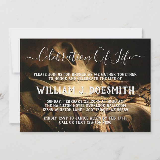 Cowboy Things Memorial Service Announcement (Front)