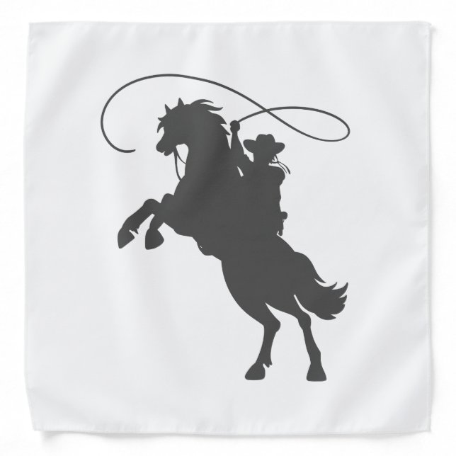 cowboy throwing lasso riding rearing up horse bandana (Front)