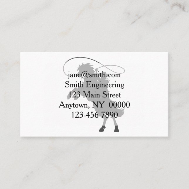 cowboy throwing lasso riding rearing up horse business card (Front)