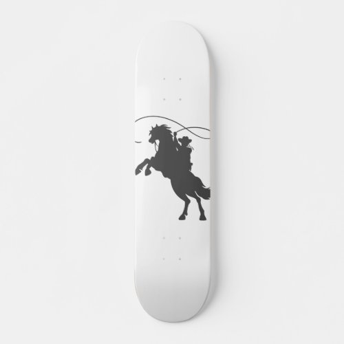 cowboy throwing lasso riding rearing up horse skateboard