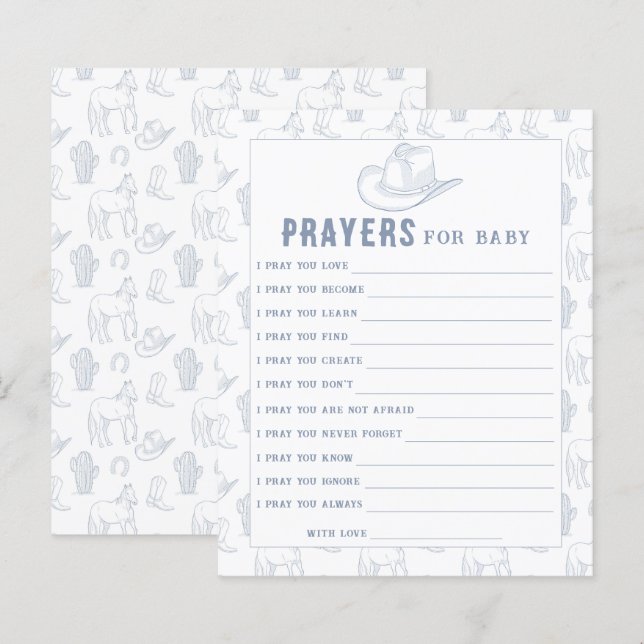 Cowboy toile de jouy baby shower, prayers for baby (Front/Back)