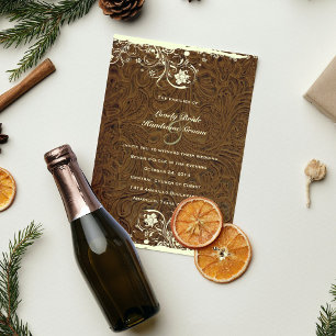 Cowboy Tooled Leather Style Wedding Invitation