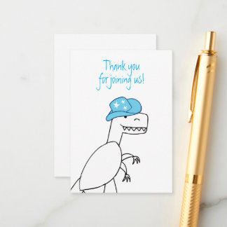 Cowboy Trex Dinosaur Kids Birthday Thank You Enclosure Card