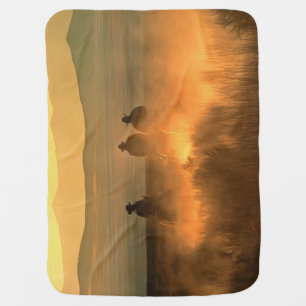 Cowboy Trio: Mountainous Background Gallop. Baby Blanket