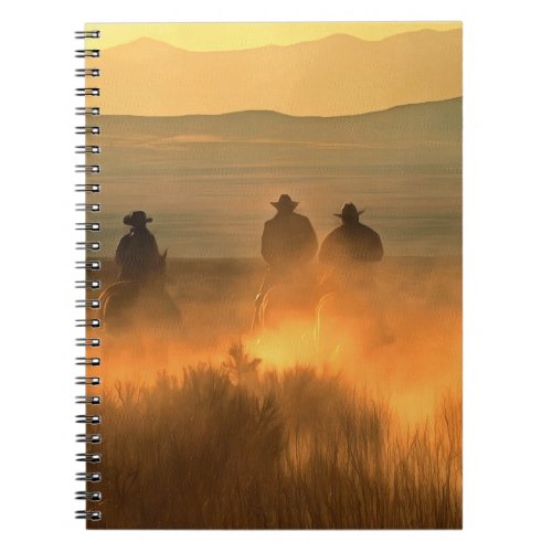 Cowboy Trio Mountainous Background Gallop Notebook