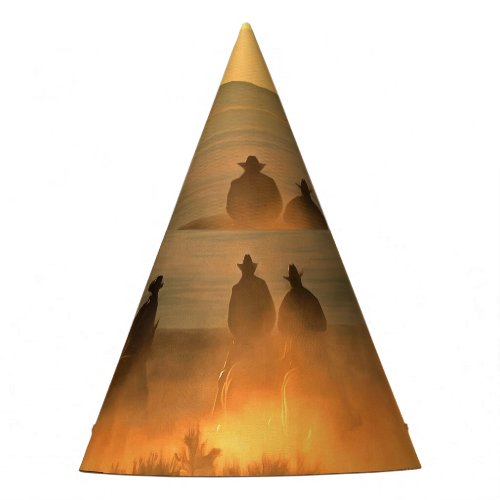 Cowboy Trio Mountainous Background Gallop Party Hat