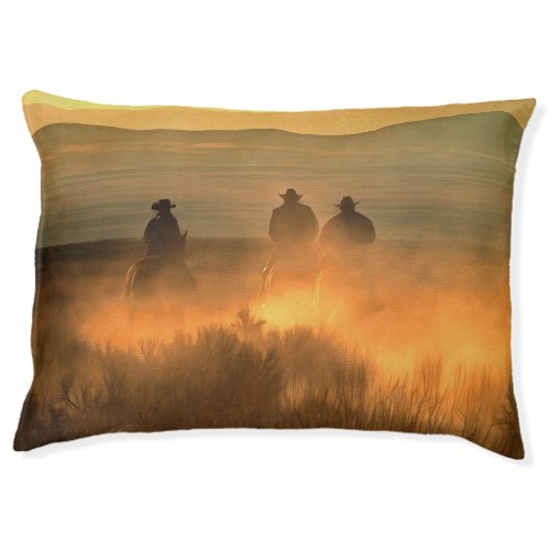 Cowboy Trio Mountainous Background Gallop Pet Bed