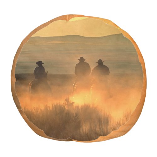 Cowboy Trio Mountainous Background Gallop Pouf