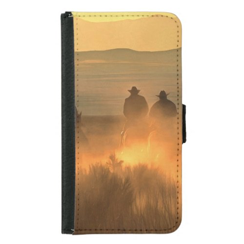 Cowboy Trio Mountainous Background Gallop Samsung Galaxy S5 Wallet Case