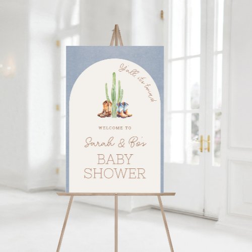 Cowboy Twins Baby Shower Welcome Sign Poster