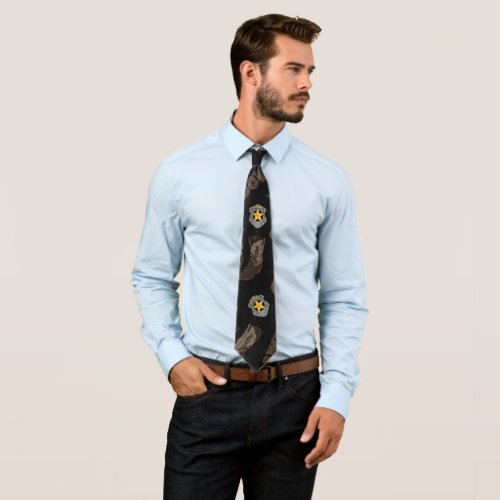 Cowboy Typography Artsy Cool Brown Watercolor Neck Tie