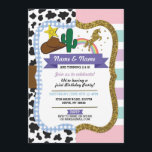 Cowboy & Unicorn Boys Girls Birthday Invites<br><div class="desc">Cowboy & Unicorn shared party invitation. Perfect for 2 children with 2 interests!
Fun invite for any age! Back print included.</div>