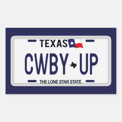 Cowboy Up  CWBY UP Texas License Plate Rectangular Sticker