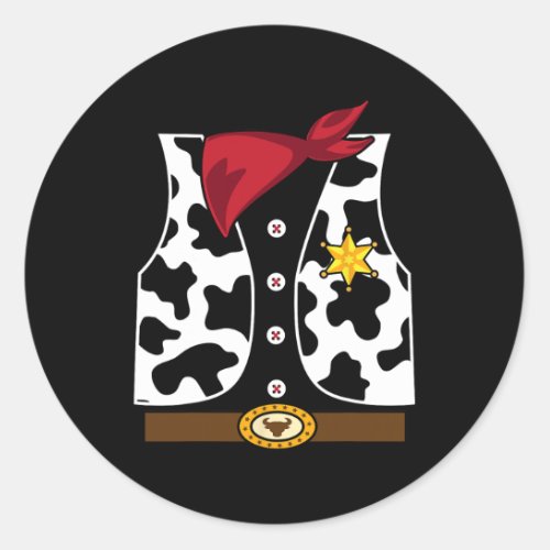 Cowboy Vest Western Sheriff Costume Cool Easy Hall Classic Round Sticker