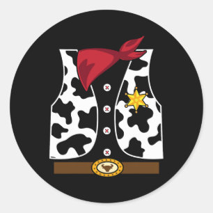 Cowboy Vest Western Sheriff Costume Cool Easy Hall Classic Round Sticker
