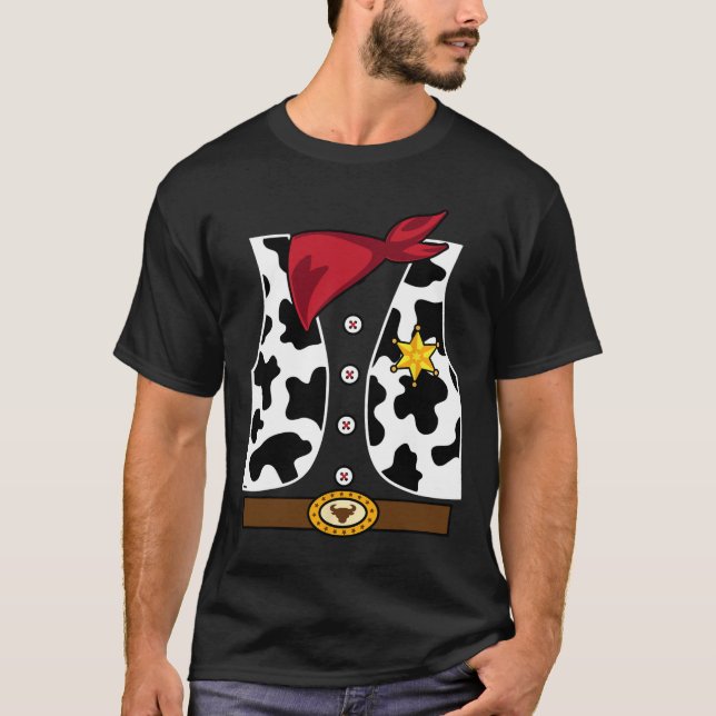 Cowboy Vest Western Sheriff Costume Cool Easy Hall T-Shirt (Front)
