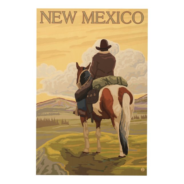 Cowboy (View from Back)New Mexico Wood Wall Art (Front)