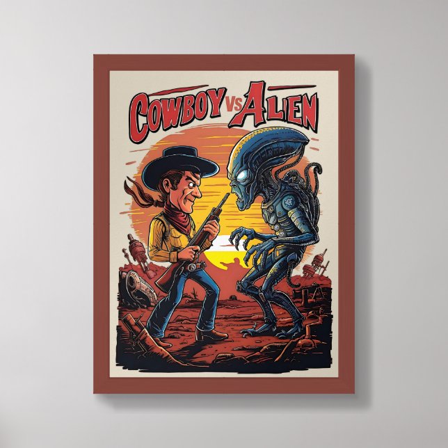 Cowboy vs Alien Poster: A Stunning Wall Art Piece (Framed Front)