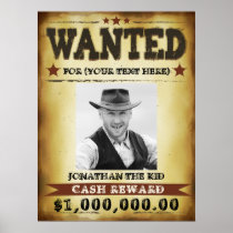 Cowboy Wanted Poster, Add Your Photo Text Poster