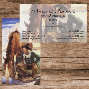 Cowboy Watering His Horse by NC Wyeth Business Card