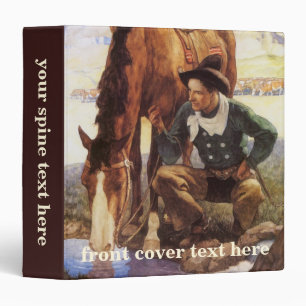 Cowboy Watering His Horse by NC Wyeth, Vintage Art Binder