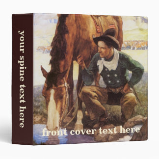 Cowboy Watering His Horse by NC Wyeth, Vintage Art Binder