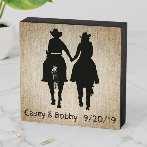 Cowboy Wedding Gift Wooden Box Sign