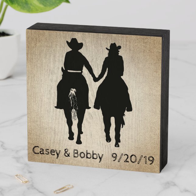 Cowboy Wedding Gift Wooden Box Sign (In Situ Horizontal)
