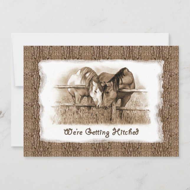 Cowboy Wedding Invitation: Getting Hitched: Horses Invitation (Front)